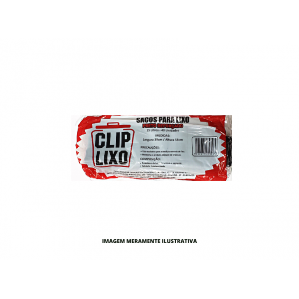 SACO DE LIXO - CLIP LIXO - 15L ROLO - PCT40